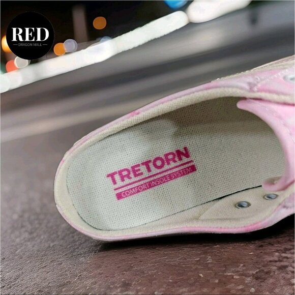 Tretorn Lace up Sneaker Mules Easy Nylite Canvas Pink White Dye - Women's Size 9 - Picture 11 of 15